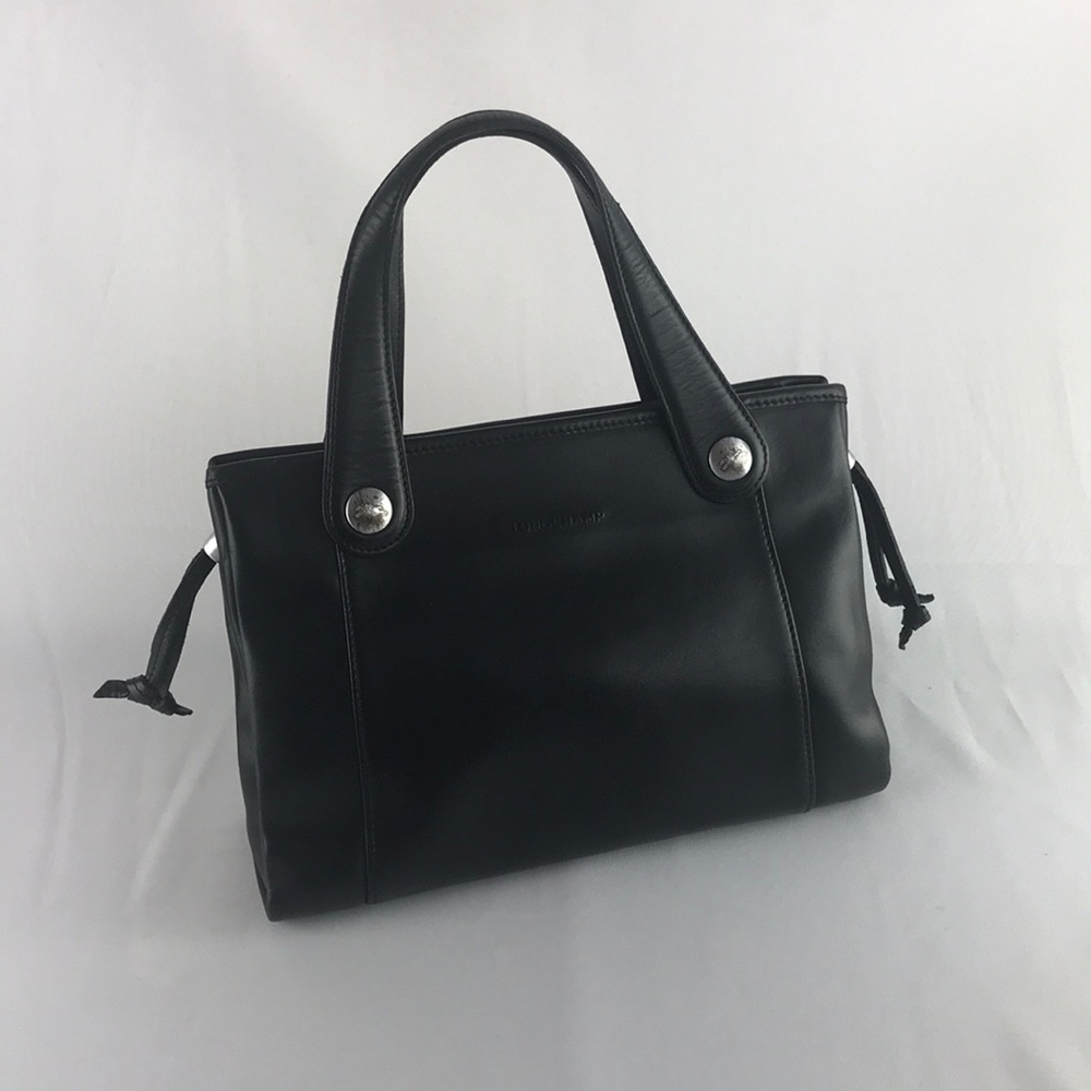 Vintage Longchamp Black Leather arm carry purse